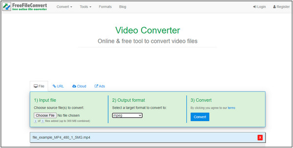 FreeFileConvert MP4 to MPG