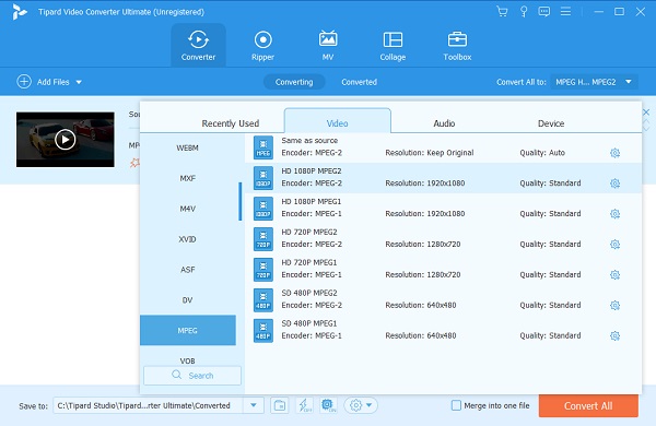 Select the Output Format