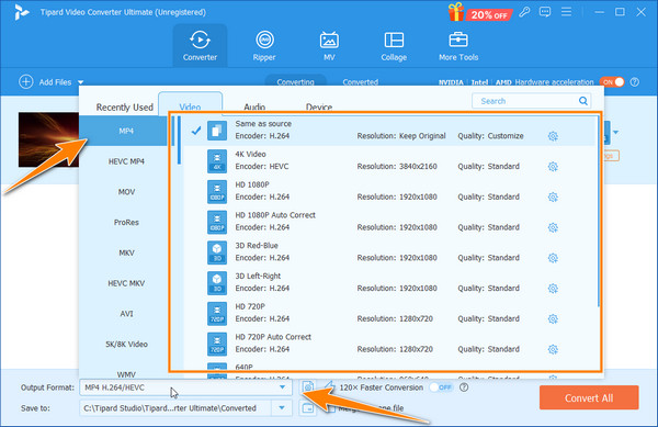 Select MP4 Output