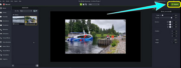 Click the Export Button Camtasia