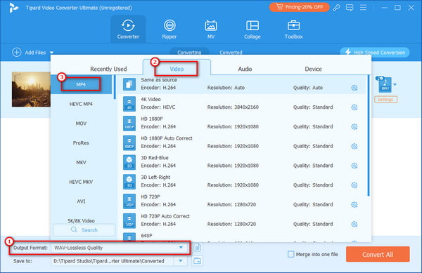 Select MP4 As Output Format