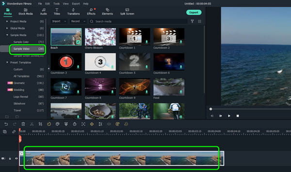 Use Sample Video Add Timeline